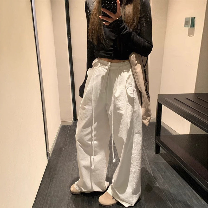White American-style Overalls 2025 Women's Spring Comfortable Breathable Thin Short Quick-drying Loose Casual Pants Paratrooper Pants