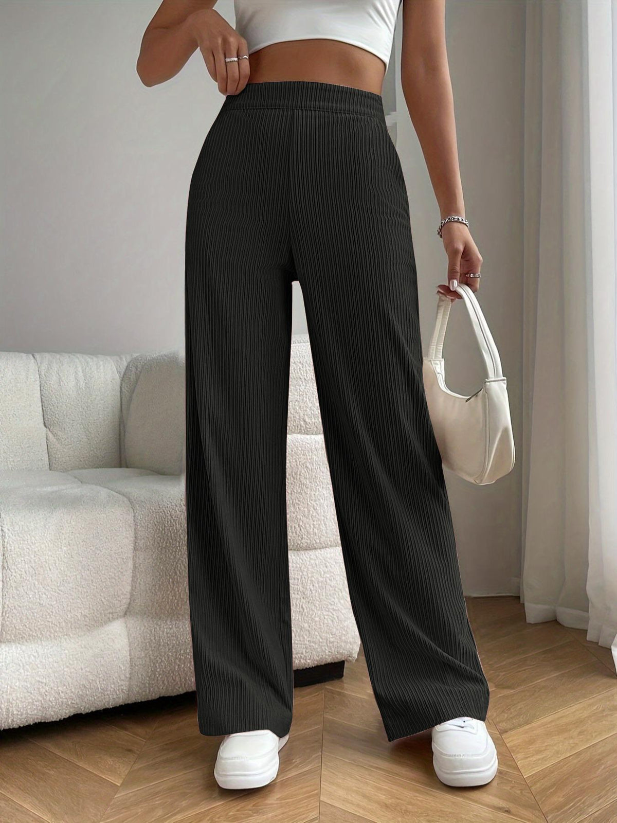 2025 New Women's Trousers Cross-border Spring and Autumn High Waist Loose Wide Leg Pants Drain All-match Casual Straight Pants