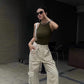 American Retro Drawstring Cargo Pants for Women, 2026 Spring and Autumn Versatile High-Waisted Wide-Leg Straight Long Pants, Workwear Style Trend