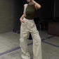 American Retro Drawstring Cargo Pants for Women, 2026 Spring and Autumn Versatile High-Waisted Wide-Leg Straight Long Pants, Workwear Style Trend