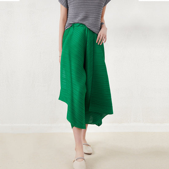 Miyake-Style Pleated Wide-Leg Pants for Women, High-Waisted, Drapey, Slimming, Casual, Versatile, Loose, Plus-Size, Cropped, Leg-Lengthening