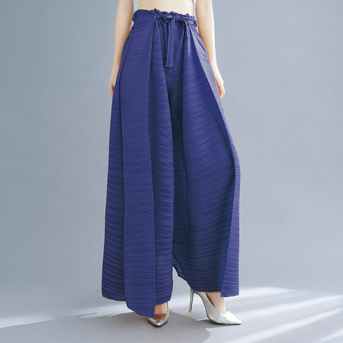 Pleated Heavy-Duty Pleated Wide-Leg Pants High-Waisted Plus-Size Straight-Leg Pants Summer Loose Slimming Casual Pants Women's Long Pants
