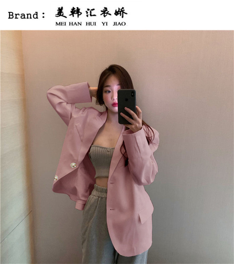 Women's Blazer 2026 Spring and Autumn New Style Small Blazer Korean Version Internet Celebrity Loose Spring and Autumn Pink Casual Suit for Women