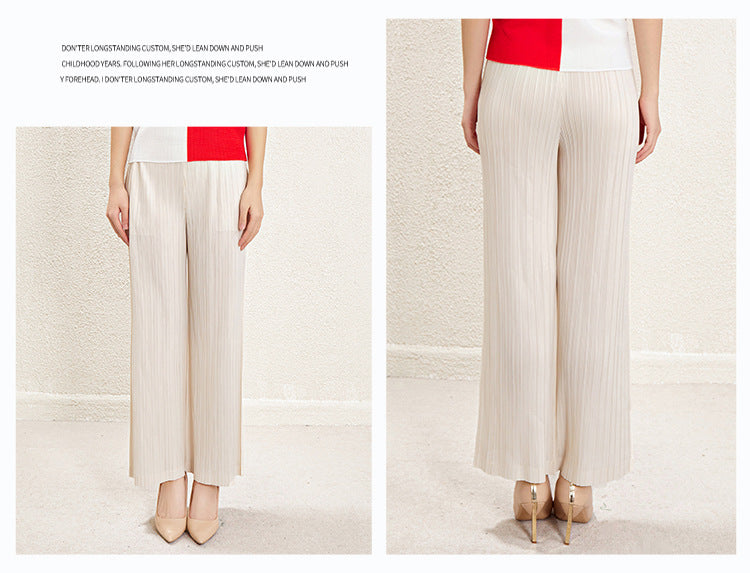 Miyake High Waist Wide Leg Pants Women's Spring and Summer 2024 New Pleated Casual Loose Slimming Straight Long Trousers