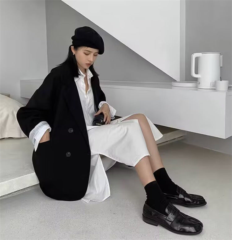 Casual Style Blazer for Women 2026 Spring and Autumn New Street Style Internet Celebrity Simple Loose Coffee-Colored Small Suit