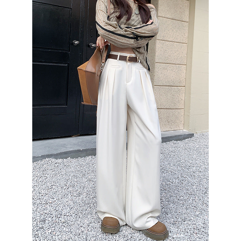 Real shot! 2024 elastic waist design sense suit pants casual pants women's wide leg pants high waist drape pants
