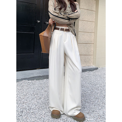 Real shot! 2024 elastic waist design sense suit pants casual pants women's wide leg pants high waist drape pants