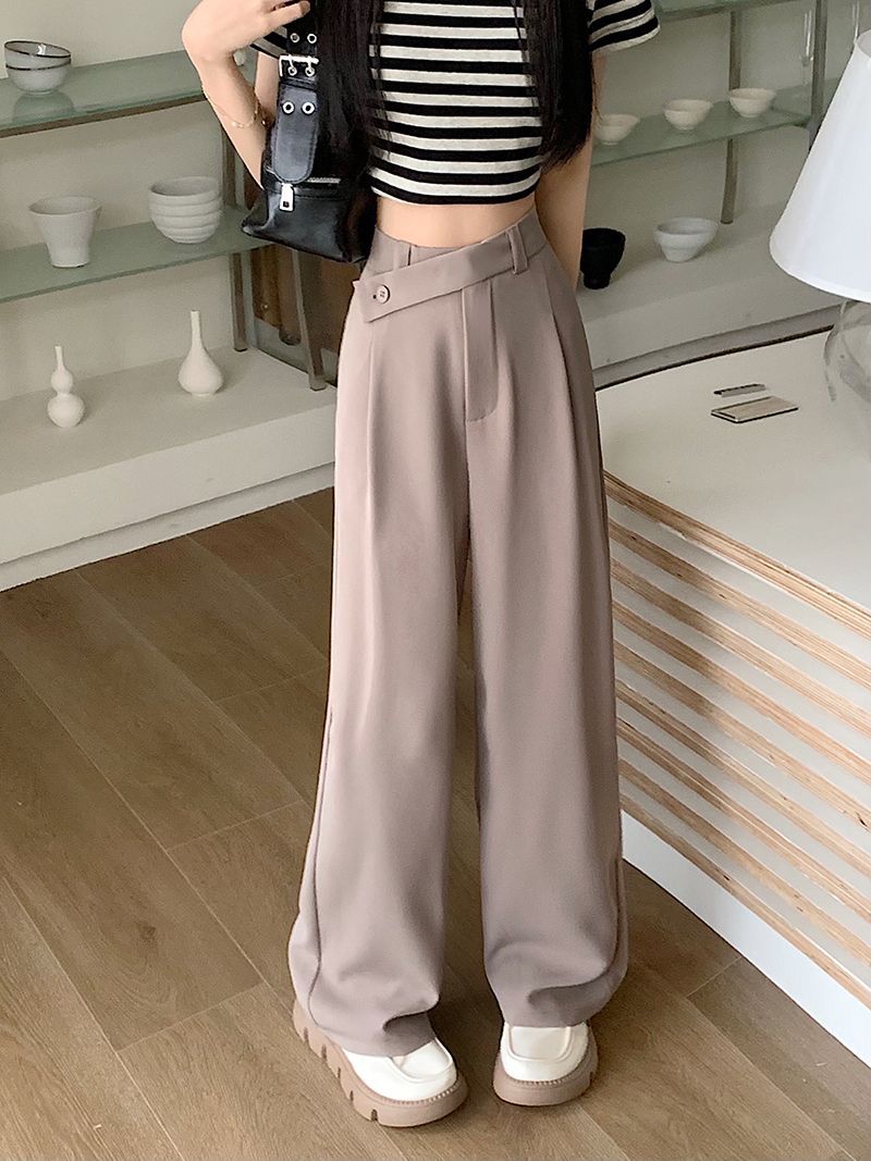 High-Waisted Suit Pants for Women, Spring and Autumn 2025 New Wide-Leg Pants, Thin Loose Casual Pants, Straight-Leg Drape Long Pants