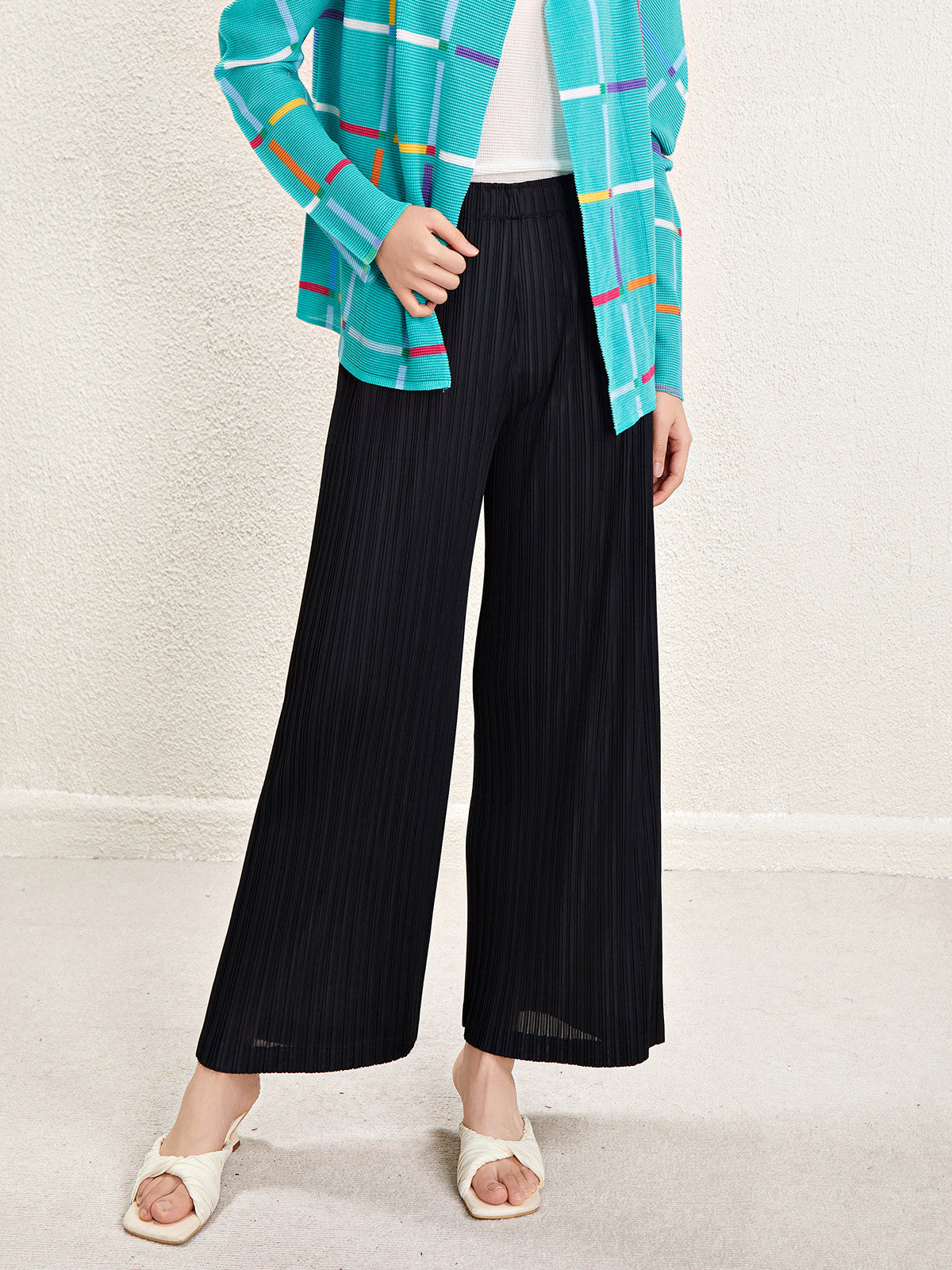 Miyake High Waist Wide Leg Pants Women's Spring and Summer 2024 New Pleated Casual Loose Slimming Straight Long Trousers
