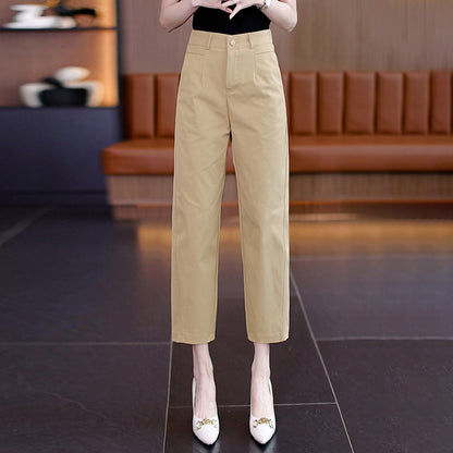High-Waisted Casual Pants for Women, 2025 Spring and Autumn New Loose Slimming Cropped Cigarette Knife Pants for Petite Figures
