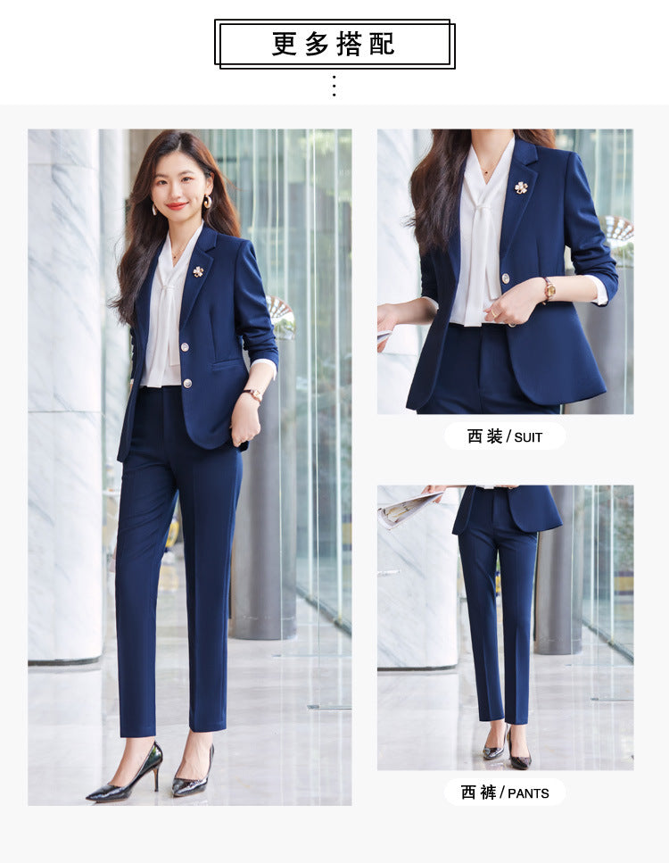 Blue Blazer for Women 2025 Spring and Autumn New Slim Fit Elegant Goddess Style Suit Professional Workwear