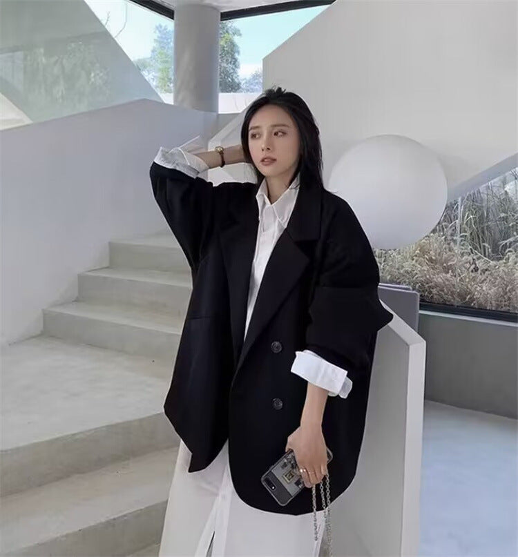 Casual Style Blazer for Women 2026 Spring and Autumn New Street Style Internet Celebrity Simple Loose Coffee-Colored Small Suit