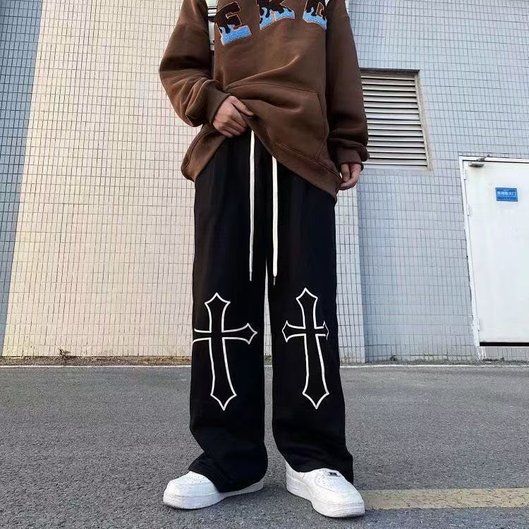 Spring and Autumn Hip-Hop Pants for Women, Loose Long Pants, High-Waisted Versatile Drawstring Sweatpants, Trendy High-Waisted Casual Pants