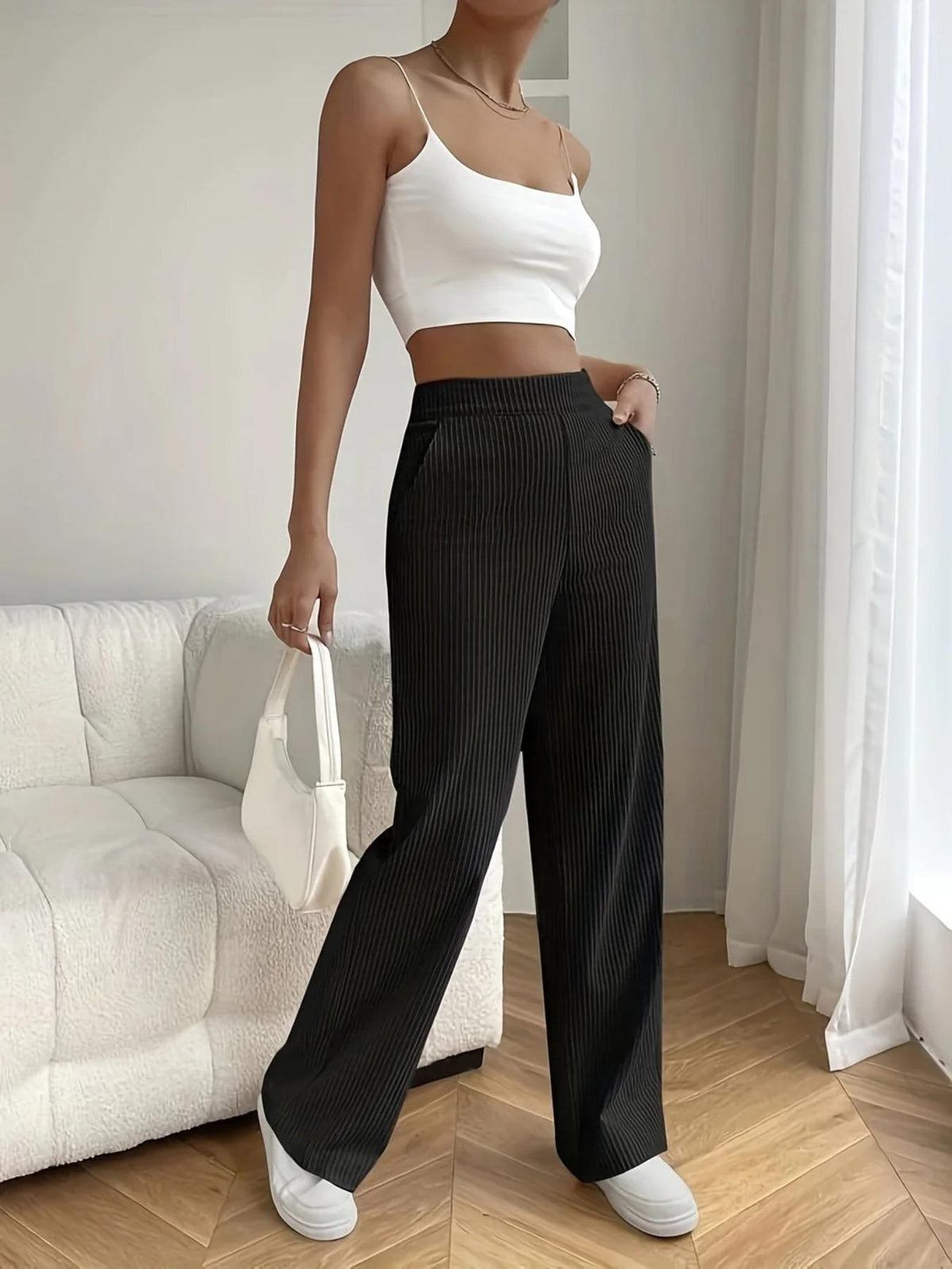 2025 New Women's Trousers Cross-border Spring and Autumn High Waist Loose Wide Leg Pants Drain All-match Casual Straight Pants