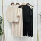 Miyake Wide-leg Pants Women's High-waist Pendant Pleated Pants Women's Loosening Waist Cropped Pants Black All-match Casual Pants