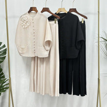 Miyake Wide-leg Pants Women's High-waist Pendant Pleated Pants Women's Loosening Waist Cropped Pants Black All-match Casual Pants