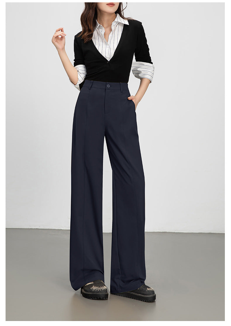 Wide-Leg Pants for Women 2025 Fashion Loose Slimming Straight Pants High-Waisted Drapey Three-Dimensional Seam Casual Long Pants