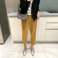 Miyake 2026 Straight-Leg Fashion High-Waisted Pocketed Cropped Pants with Elastic Waistband, Stretchy Pleated Slimming Cigarette Pants for Women