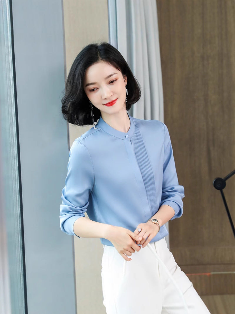 Spring and Autumn New Style Silk Shirt for Women, Unique Design, Fashionable, Slimming, Mulberry Silk, Elegant, Gentle and Graceful Blouse