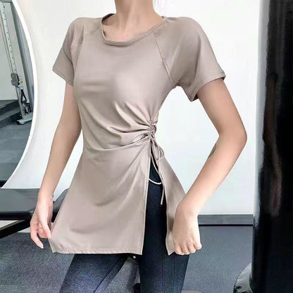 Yoga Tops for Women Summer New Quick-Drying T-Shirts for Women Running Sports Blouses Short-Sleeved Long Loose Slimming Look Fitness Clothes