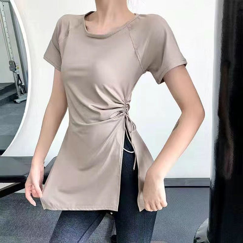 Yoga Tops for Women Summer New Quick-Drying T-Shirts for Women Running Sports Blouses Short-Sleeved Long Loose Slimming Look Fitness Clothes