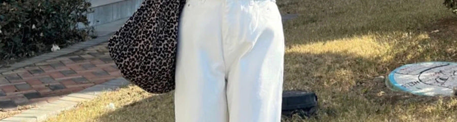White Wide-Leg Jeans for Women, 2025 Spring New High-Waisted Loose Versatile Slimming Drape Straight-Leg Floor-Length Pants