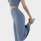 Spring New Casual Pants, Women's Sports Pants, High-Waisted, Belly-Controlling, Simple Flap Pocket Pantss, Loose Leg-Tie Yoga Pants for Women