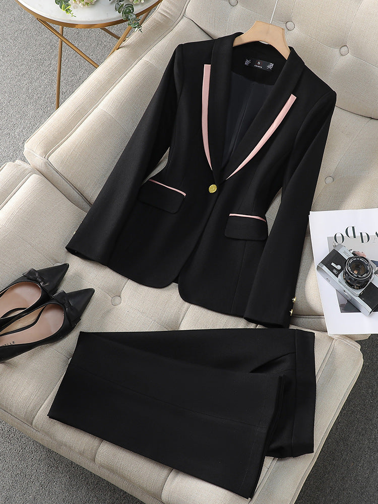 Cross-Border Black Suit Set for Women, New Style for Autumn, Elegant and Professional Office Attire, High-End Workwear