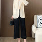 Miyake Wide-leg Pants Women's High-waist Pendant Pleated Pants Women's Loosening Waist Cropped Pants Black All-match Casual Pants