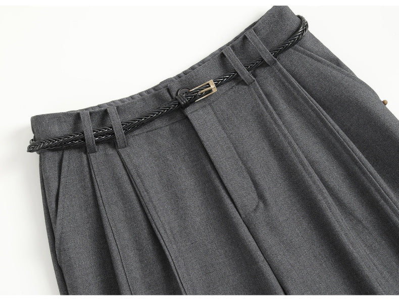 Authentic Wool Wide-Leg Pants for Women 25 New High-Waisted Slimming Tummy-Covering Straight-Leg Pants Women's Vertical Casual Pants