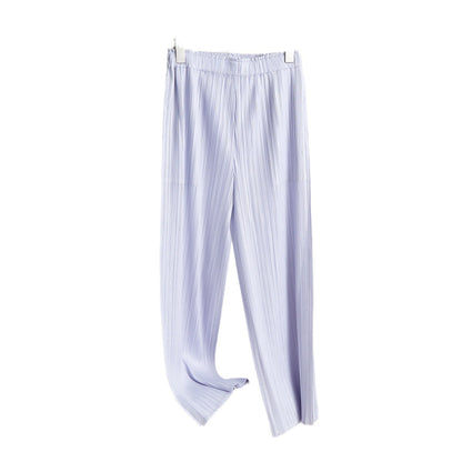 Miyake Wide-leg Pants Women's High-waist Pendant Pleated Pants Women's Loosening Waist Cropped Pants Black All-match Casual Pants