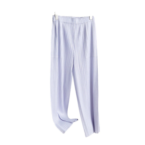 Miyake Wide-leg Pants Women's High-waist Pendant Pleated Pants Women's Loosening Waist Cropped Pants Black All-match Casual Pants