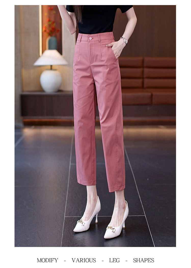 High-Waisted Casual Pants for Women, 2025 Spring and Autumn New Loose Slimming Cropped Cigarette Knife Pants for Petite Figures