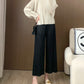Miyake Wide-leg Pants Women's High-waist Pendant Pleated Pants Women's Loosening Waist Cropped Pants Black All-match Casual Pants