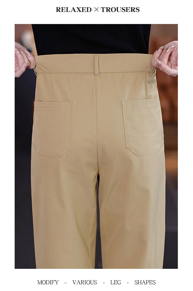High-Waisted Casual Pants for Women, 2025 Spring and Autumn New Loose Slimming Cropped Cigarette Knife Pants for Petite Figures