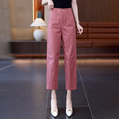 High-Waisted Casual Pants for Women, 2025 Spring and Autumn New Loose Slimming Cropped Cigarette Knife Pants for Petite Figures