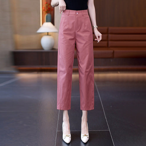 High-Waisted Casual Pants for Women, 2025 Spring and Autumn New Loose Slimming Cropped Cigarette Knife Pants for Petite Figures