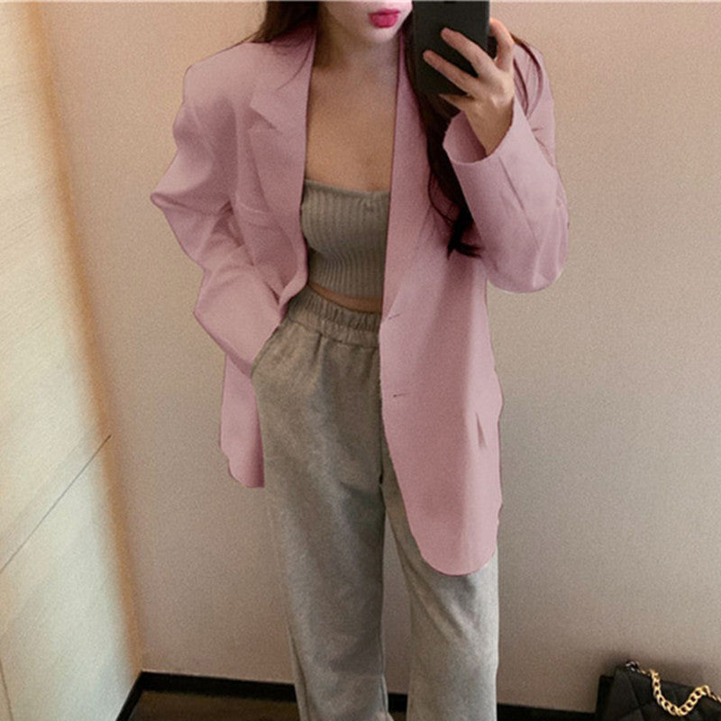 Women's Blazer 2026 Spring and Autumn New Style Small Blazer Korean Version Internet Celebrity Loose Spring and Autumn Pink Casual Suit for Women