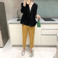 Miyake 2026 Straight-Leg Fashion High-Waisted Pocketed Cropped Pants with Elastic Waistband, Stretchy Pleated Slimming Cigarette Pants for Women