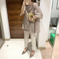 Miyake 2026 Straight-Leg Fashion High-Waisted Pocketed Cropped Pants with Elastic Waistband, Stretchy Pleated Slimming Cigarette Pants for Women