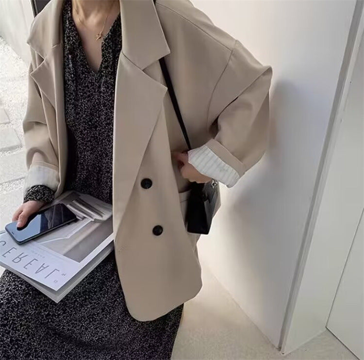 Casual Style Blazer for Women 2026 Spring and Autumn New Street Style Internet Celebrity Simple Loose Coffee-Colored Small Suit