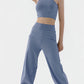 Spring New Casual Pants, Women's Sports Pants, High-Waisted, Belly-Controlling, Simple Flap Pocket Pantss, Loose Leg-Tie Yoga Pants for Women