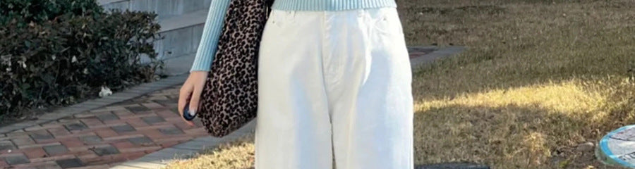 White Wide-Leg Jeans for Women, 2025 Spring New High-Waisted Loose Versatile Slimming Drape Straight-Leg Floor-Length Pants