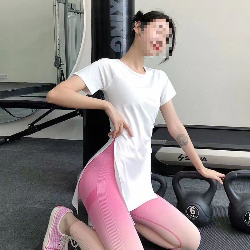 Yoga Tops for Women Summer New Quick-Drying T-Shirts for Women Running Sports Blouses Short-Sleeved Long Loose Slimming Look Fitness Clothes