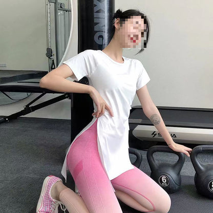 Yoga Tops for Women Summer New Quick-Drying T-Shirts for Women Running Sports Blouses Short-Sleeved Long Loose Slimming Look Fitness Clothes