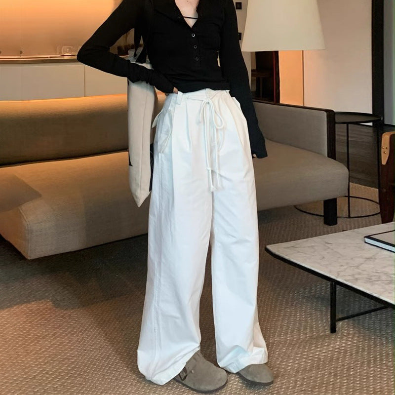 White American-style Overalls 2025 Women's Spring Comfortable Breathable Thin Short Quick-drying Loose Casual Pants Paratrooper Pants