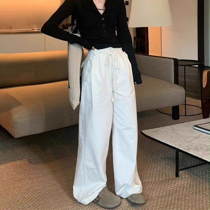 White American-style Overalls 2025 Women's Spring Comfortable Breathable Thin Short Quick-drying Loose Casual Pants Paratrooper Pants