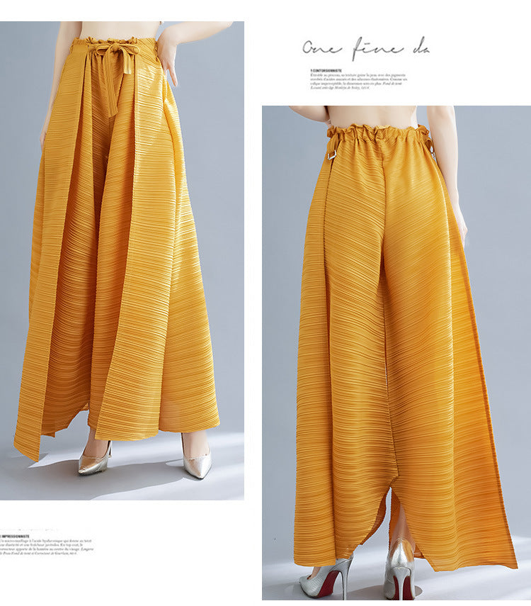 Pleated Heavy-Duty Pleated Wide-Leg Pants High-Waisted Plus-Size Straight-Leg Pants Summer Loose Slimming Casual Pants Women's Long Pants