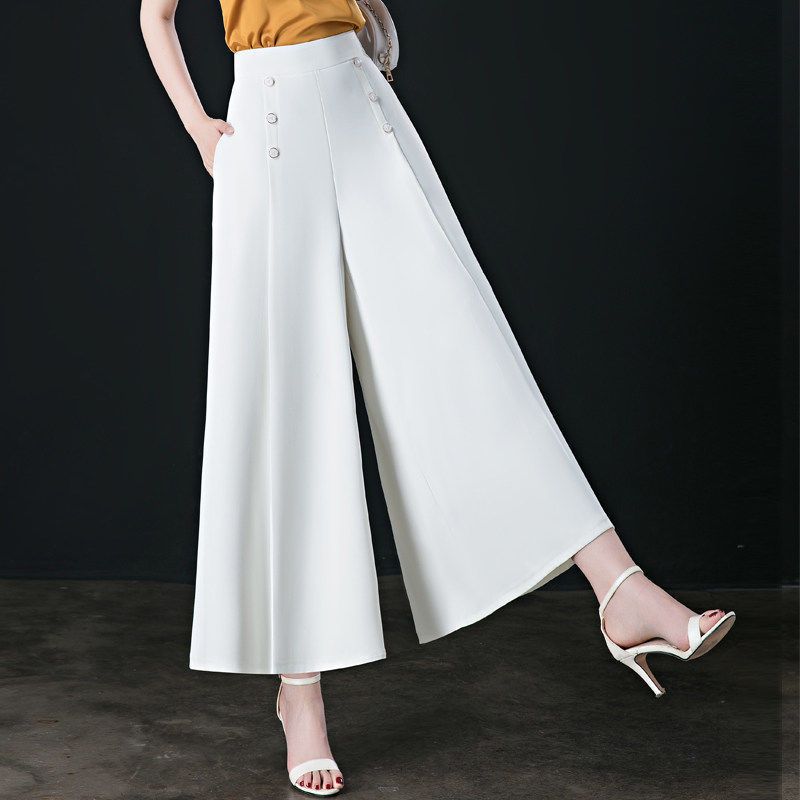 Wide Leg Pants Women's Spring and Summer High Waist Loose Slimming Middle-aged Women's Pants Cropped Skirt Casual Skirt Pants