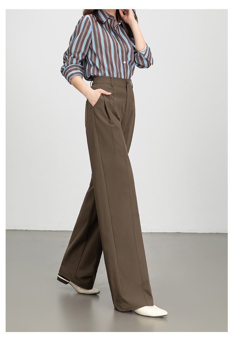 Wide-Leg Pants for Women 2025 Fashion Loose Slimming Straight Pants High-Waisted Drapey Three-Dimensional Seam Casual Long Pants